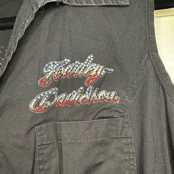 Harley Davidson Sleeveless Zip Up Shirt Top Blouse Size 1X - Picture 3 of 7